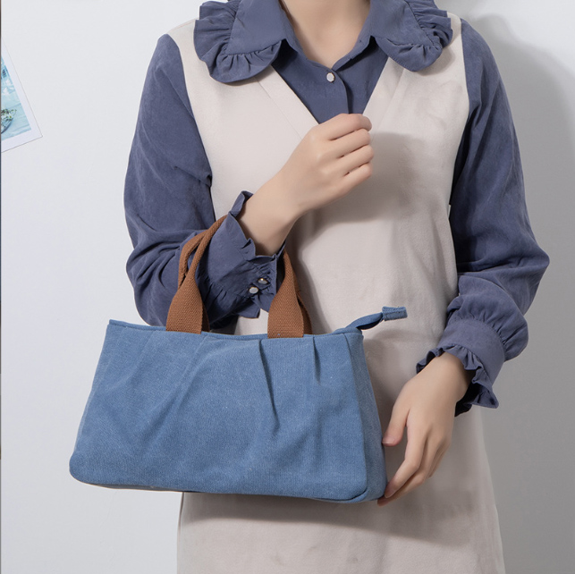 女性用小型帆布製手提げランチバッグ