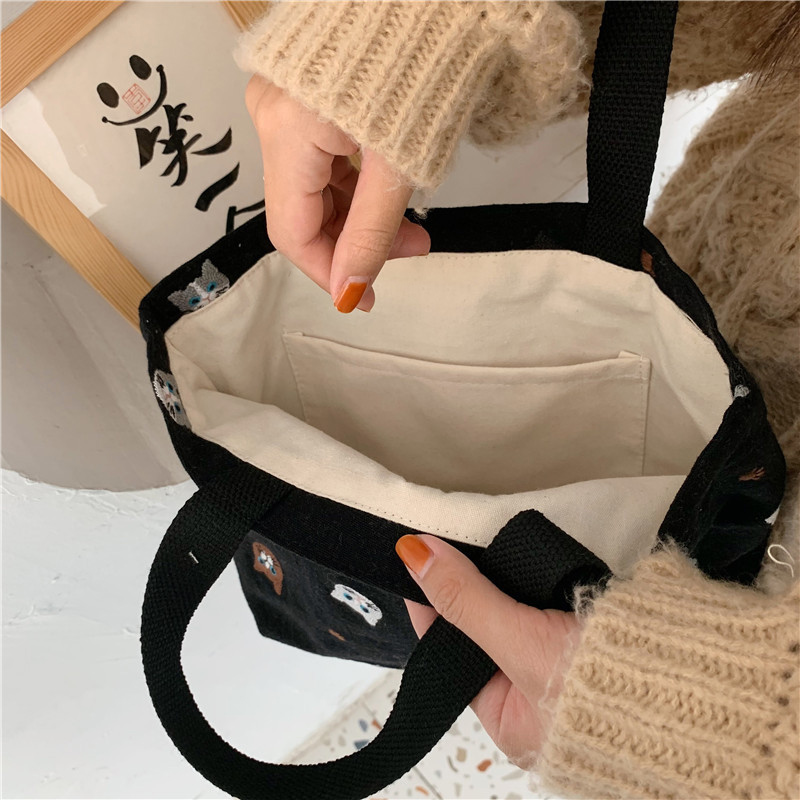 可愛い猫柄ミニトートバッグ ランチバッグ