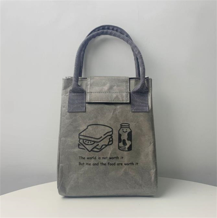 防水牛革紙風ランチバッグ保温アルミ内張り手提げ