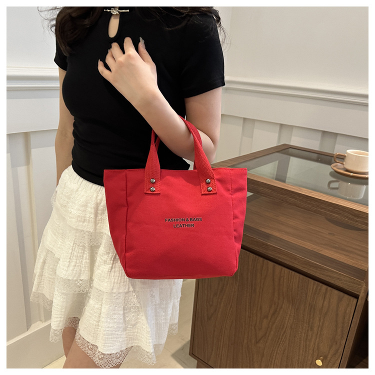 レディース キャンバス ランチバッグ 手提げ 黒 白 無地