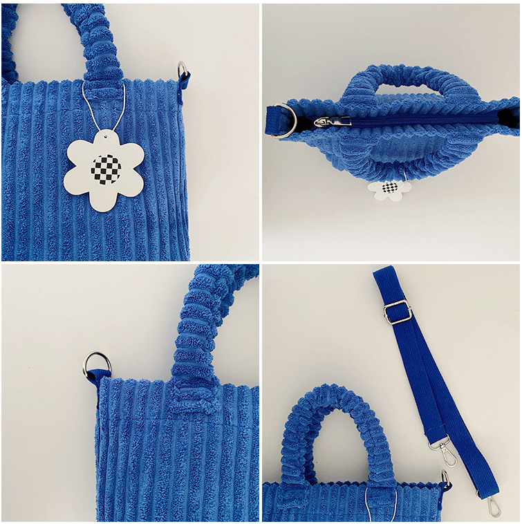 コーデュロイ ミニトートバッグ 手提げ ショルダー 二way ランチバッグ