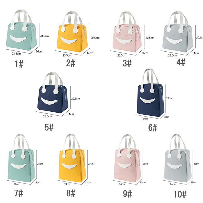 笑顔柄ランチバッグ 5色展開 保冷機能付き弁当袋