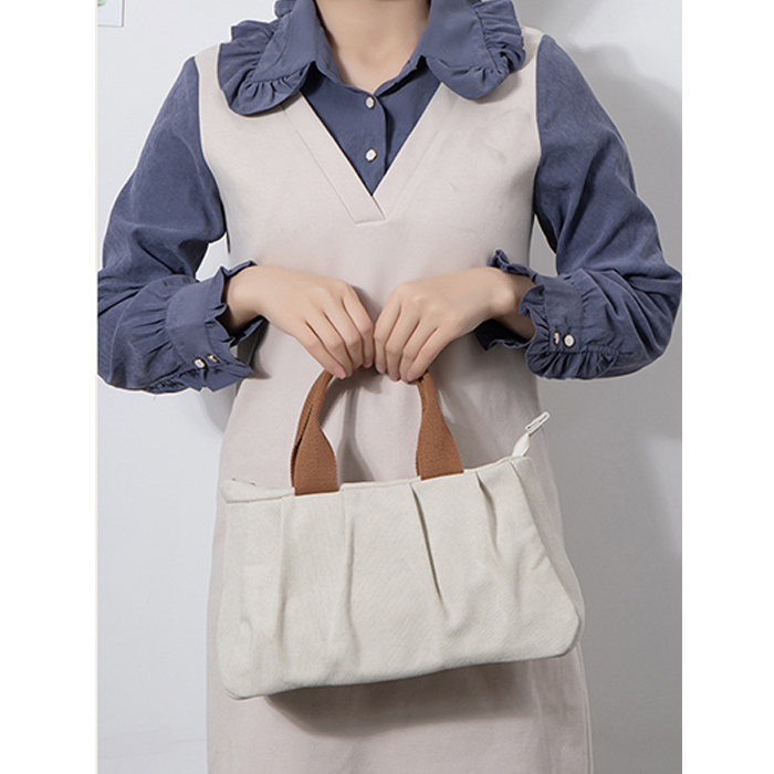 女性用小型帆布製手提げランチバッグ