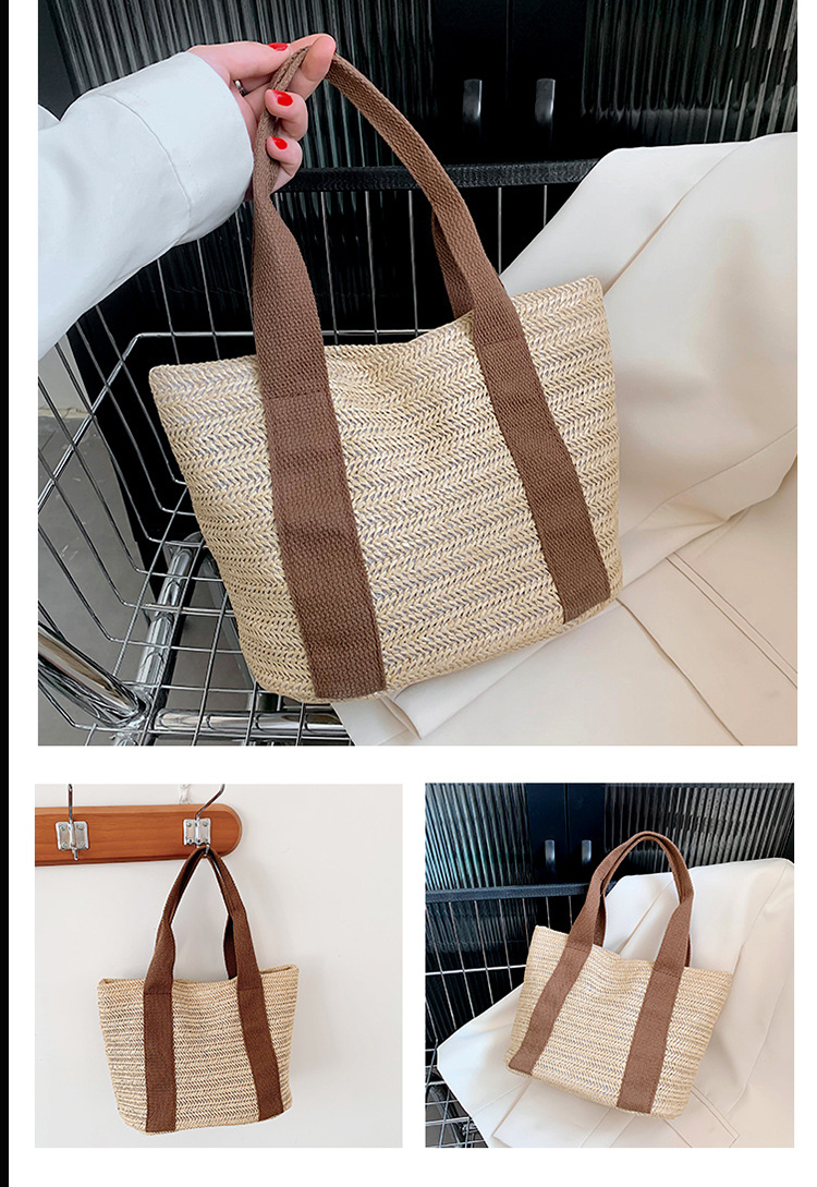 夏の涼しげ麦わら風ランチバッグ 大容量軽量