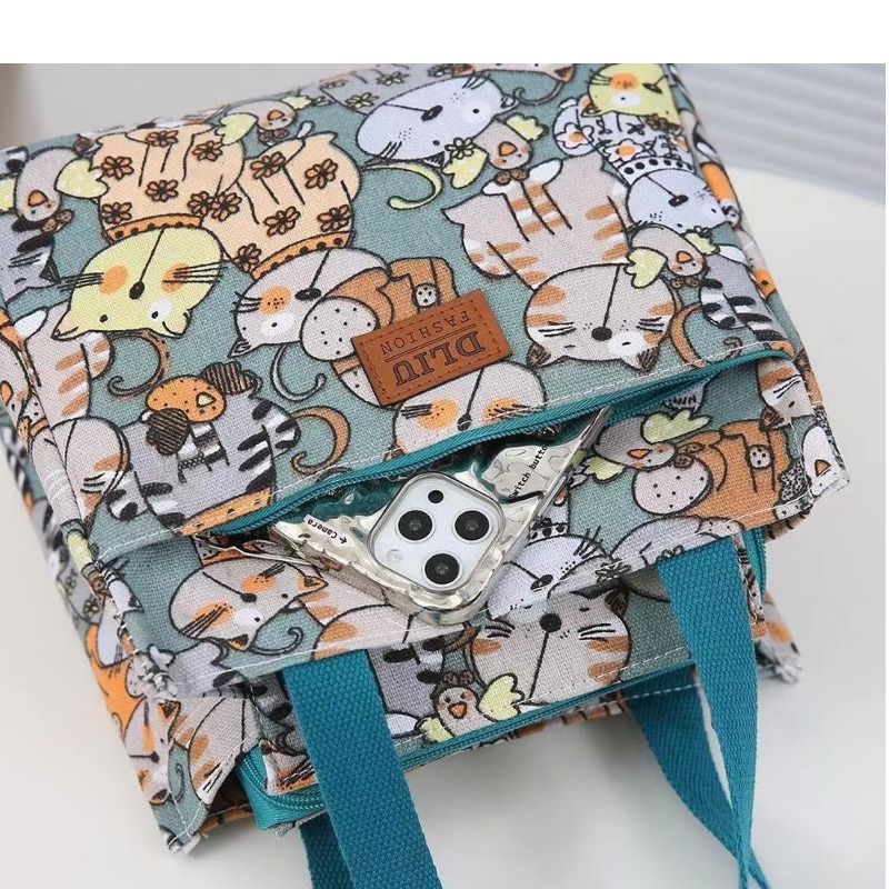 ランチバッグ キャンバストート 絵柄たっぷりランチバッグ