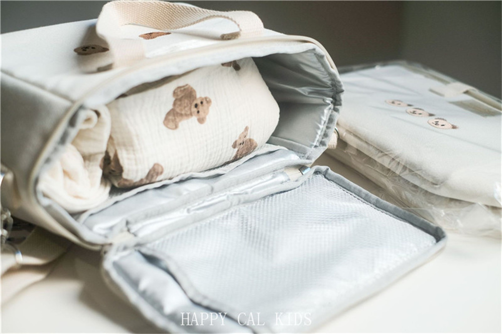 可愛いくま柄保冷ランチバッグ斜め掛けマザーバッグ