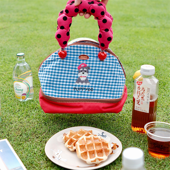 可愛い犬柄ランチバッグ保温保冷機能付きお弁当バッグ
