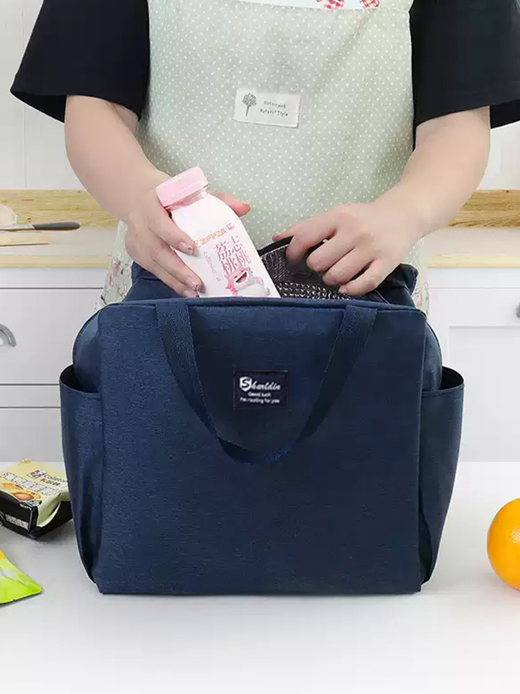 ランチバッグ 機能的多ポケット保冷ランチトート