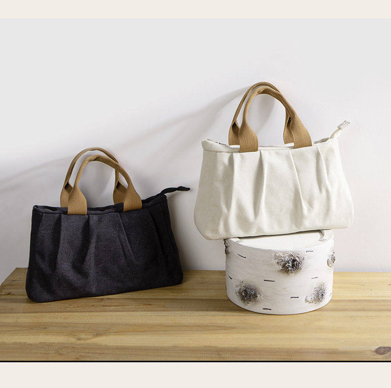 女性用小型帆布製手提げランチバッグ