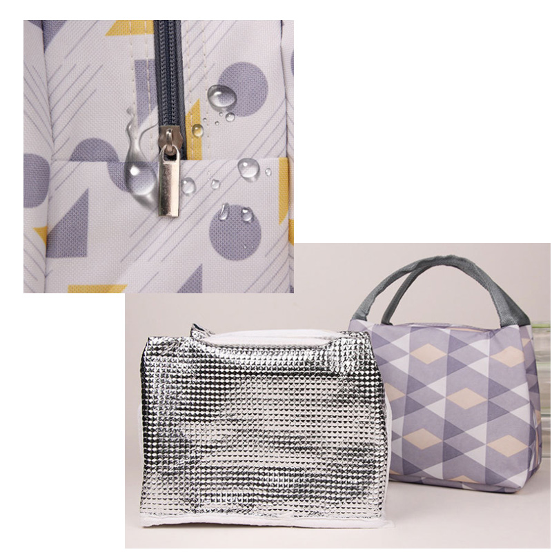 保冷保温ランチバッグ 幾何学模様 防水 男女兼用