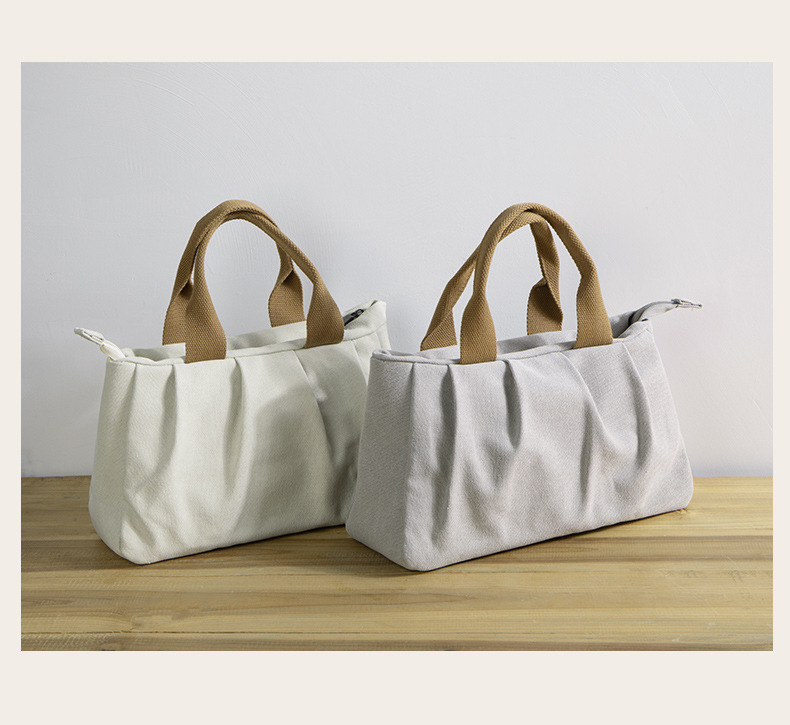 女性用小型帆布製手提げランチバッグ