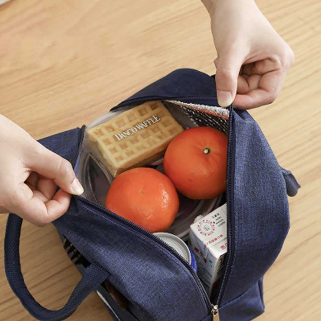 くま柄保冷保温ランチバッグ ブラック ネイビー ポケット付