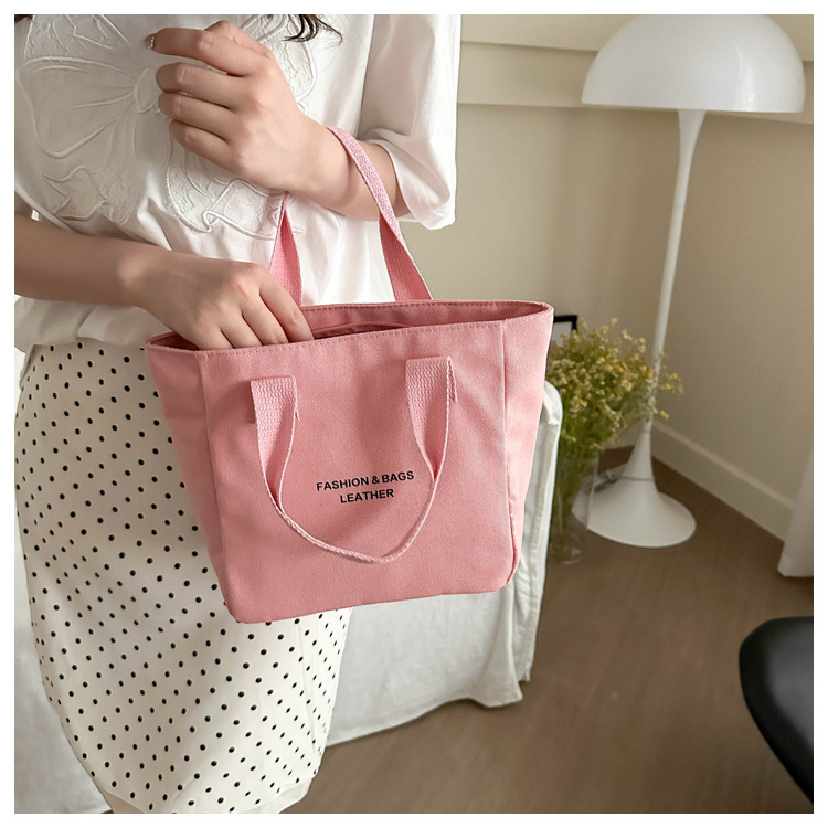 レディース キャンバス ランチバッグ 手提げ 黒 白 無地