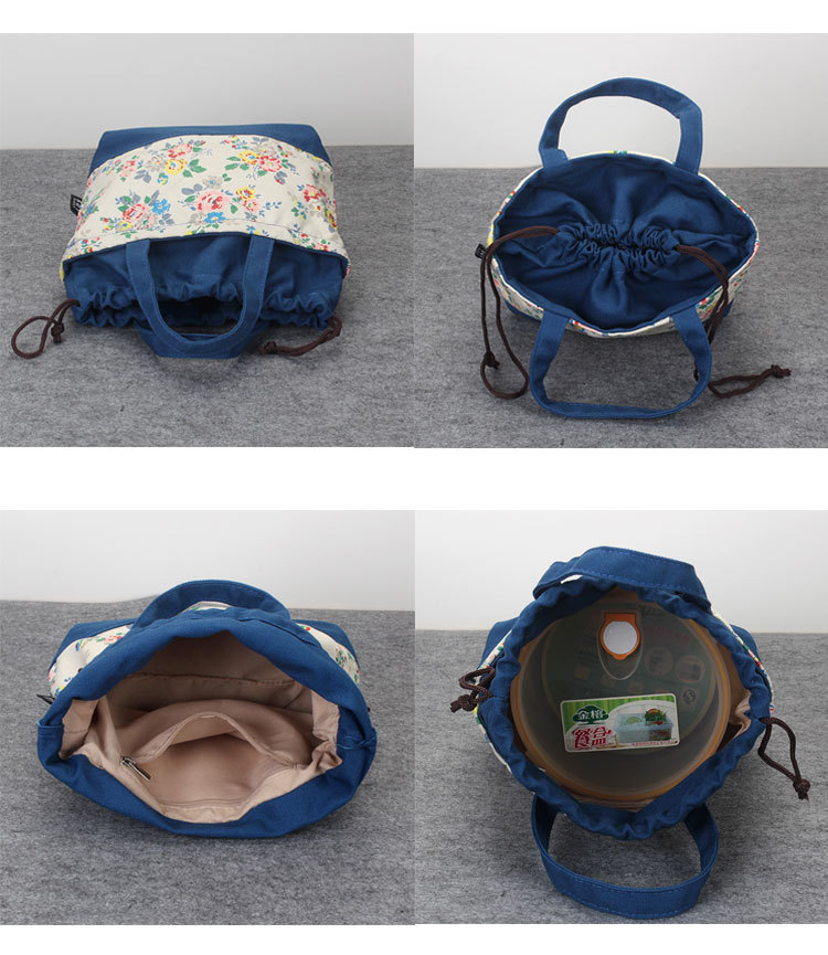 花柄巾着型ランチバッグ 女性用弁当袋