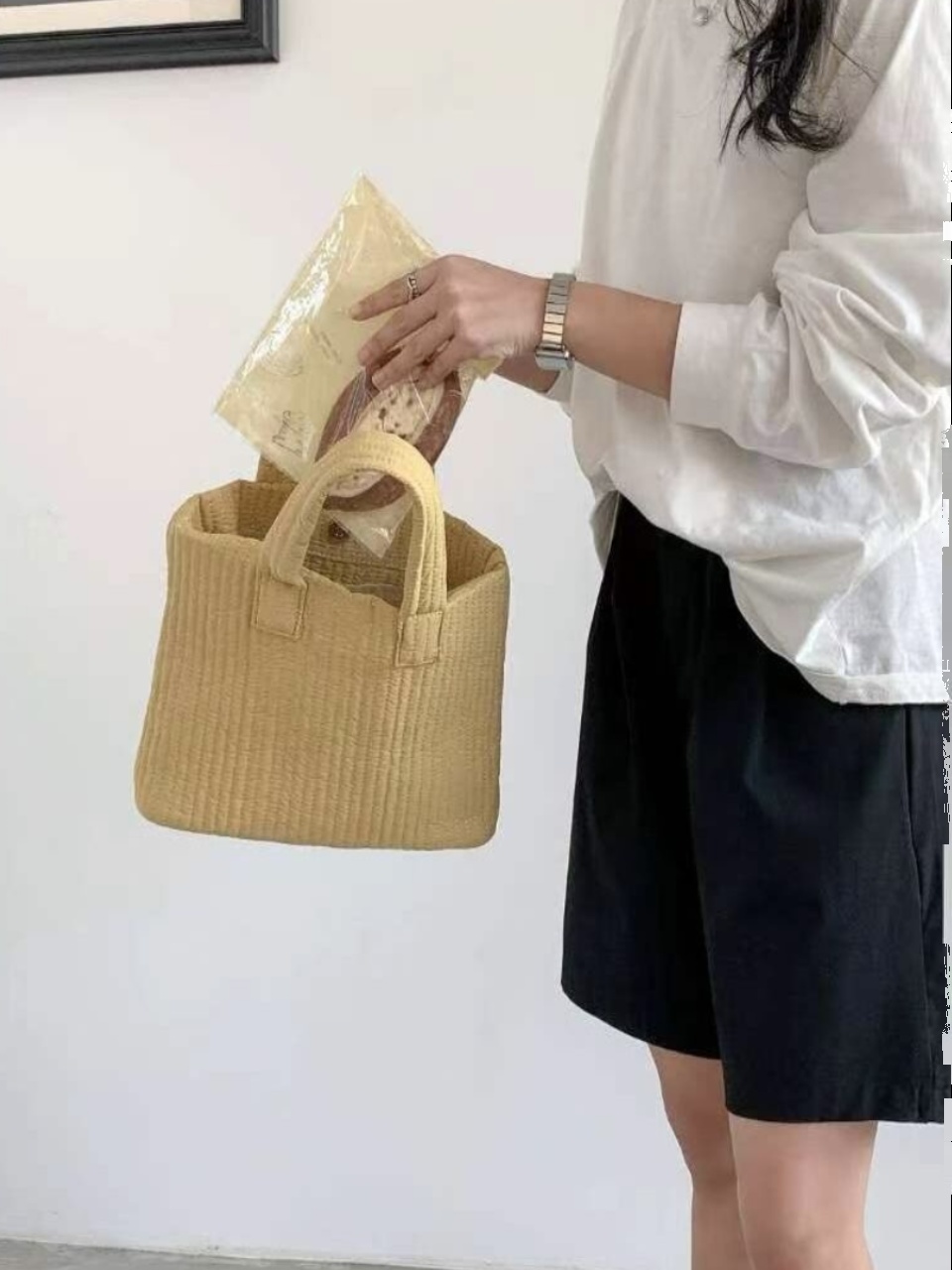 ランチバッグ 織目コンパクトトート