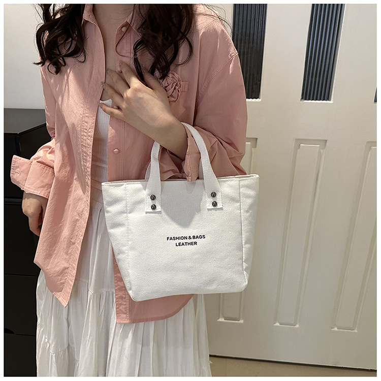 レディース キャンバス ランチバッグ 手提げ 黒 白 無地