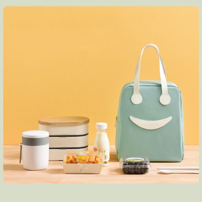 笑顔柄ランチバッグ 5色展開 保冷機能付き弁当袋