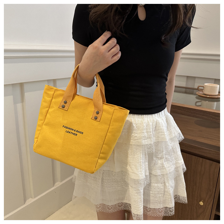 レディース キャンバス ランチバッグ 手提げ 黒 白 無地