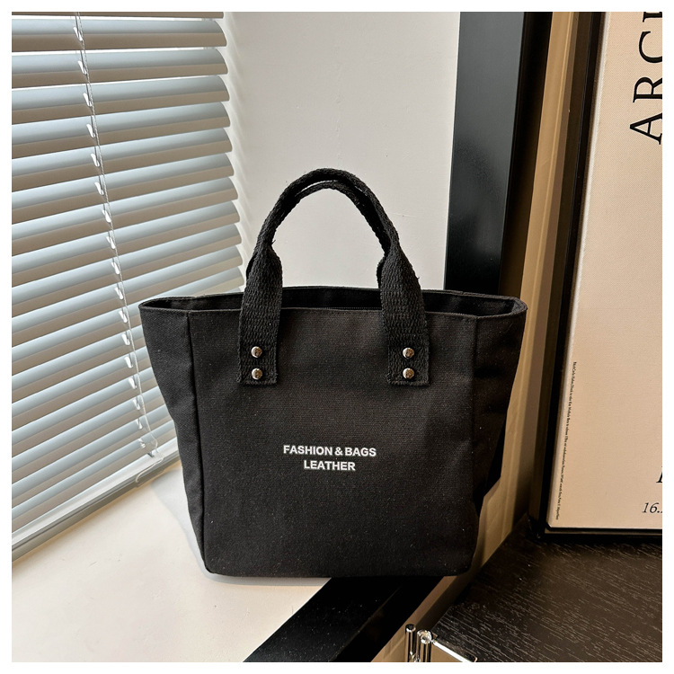 レディース キャンバス ランチバッグ 手提げ 黒 白 無地