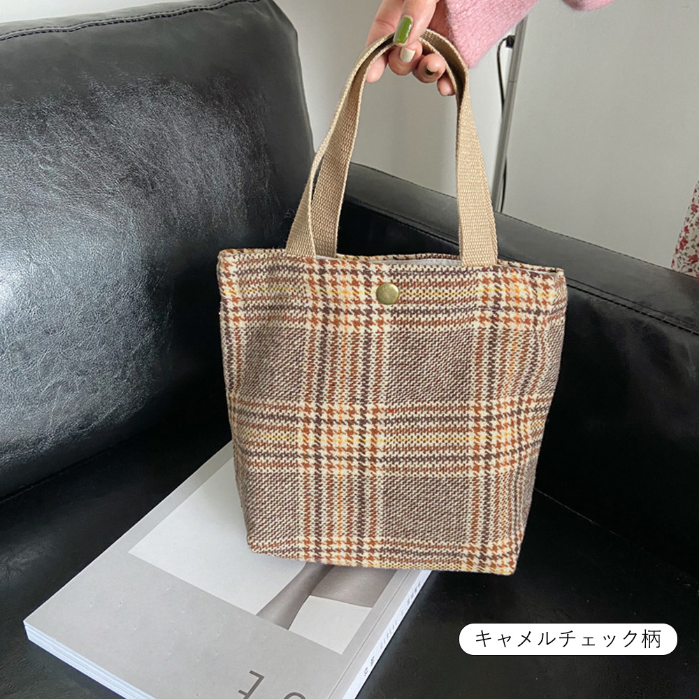 チェック柄ミニトートバッグ 11色 ランチバッグ