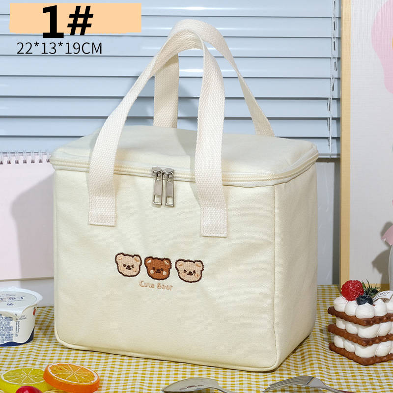 可愛いくま柄弁当袋 大容量保冷ランチバッグ