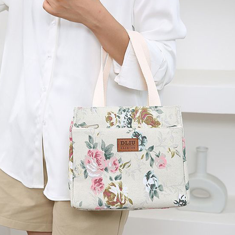 ランチバッグ 花柄模様上品保冷ランチトートかばん