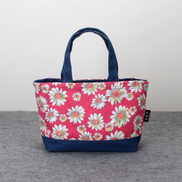 花柄巾着型ランチバッグ 女性用弁当袋