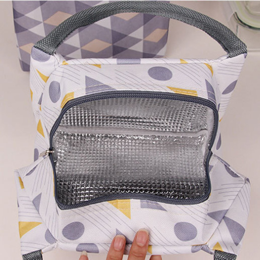 保冷保温ランチバッグ 幾何学模様 防水 男女兼用