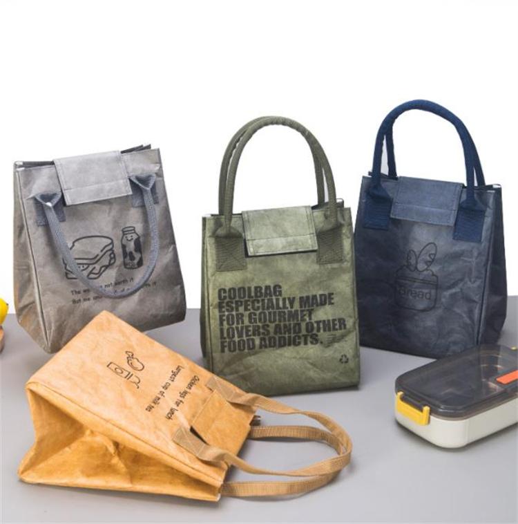 防水牛革紙風ランチバッグ保温アルミ内張り手提げ