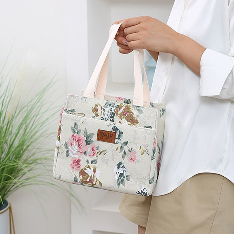 ランチバッグ 花柄模様上品保冷ランチトートかばん
