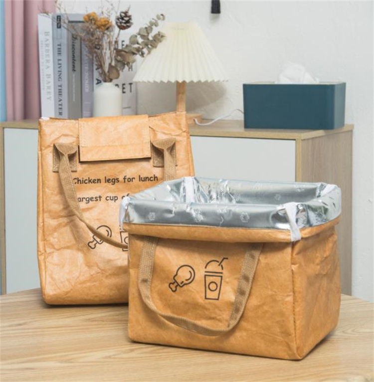 防水牛革紙風ランチバッグ保温アルミ内張り手提げ