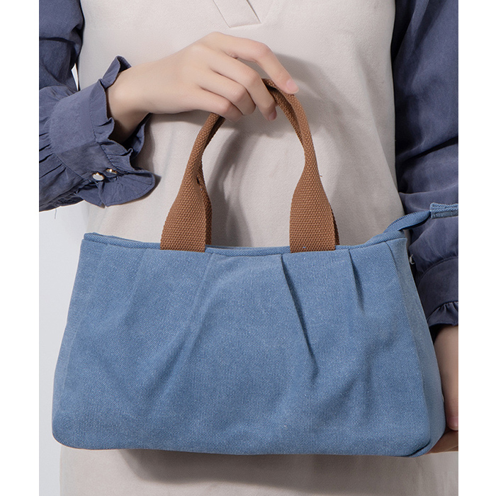 女性用小型帆布製手提げランチバッグ
