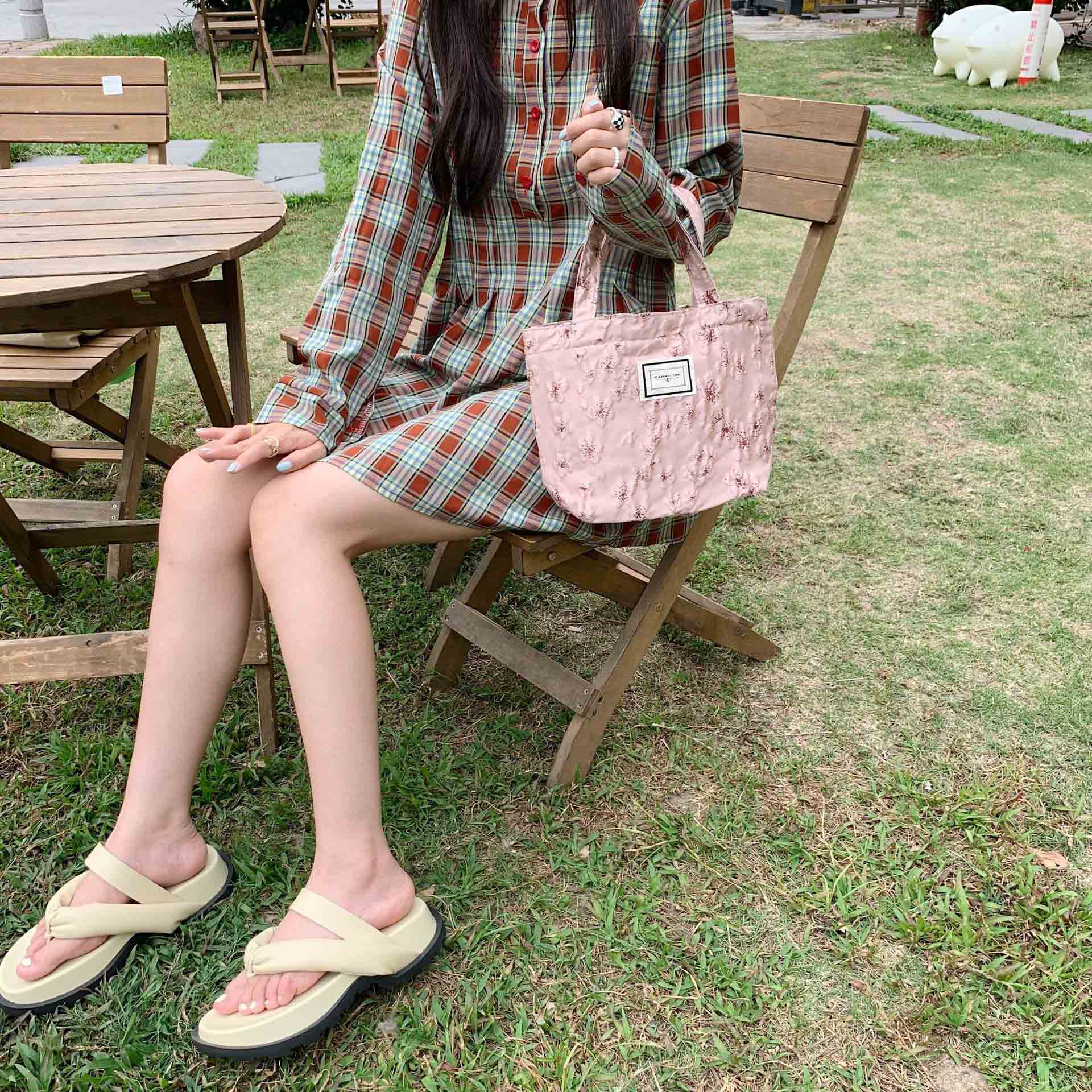 花柄ハイビスカス小さめランチバッグ手持ちトート