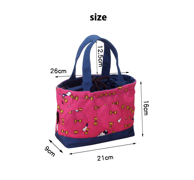 花柄巾着型ランチバッグ 女性用弁当袋