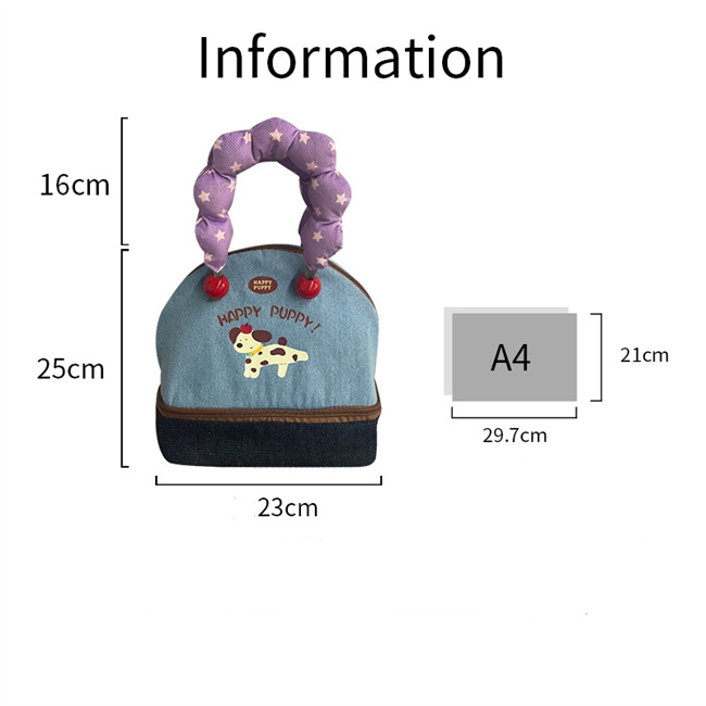 可愛い犬柄ランチバッグ保温保冷機能付きお弁当バッグ
