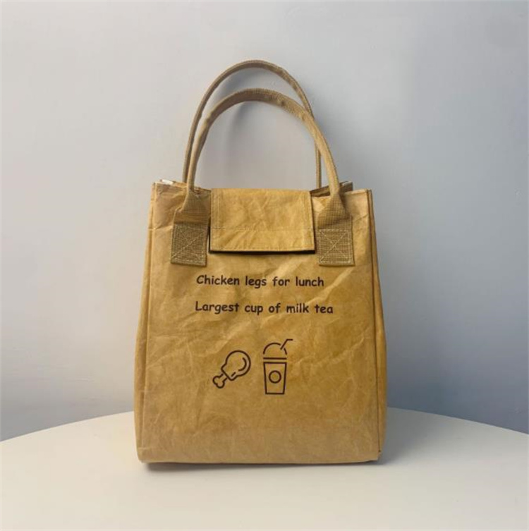 防水牛革紙風ランチバッグ保温アルミ内張り手提げ