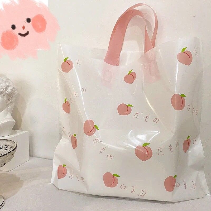 ランチバッグ 桃柄のコンパクトランチバッグ