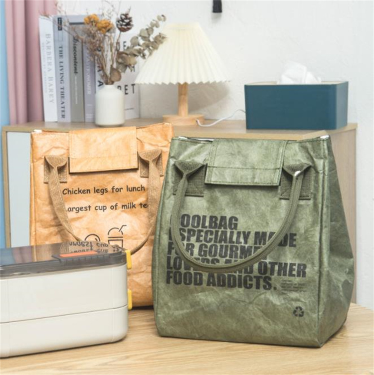 防水牛革紙風ランチバッグ保温アルミ内張り手提げ