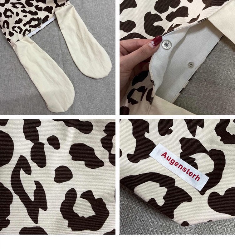 豹柄プリント布製ランチバッグ 手提げトートタイプ