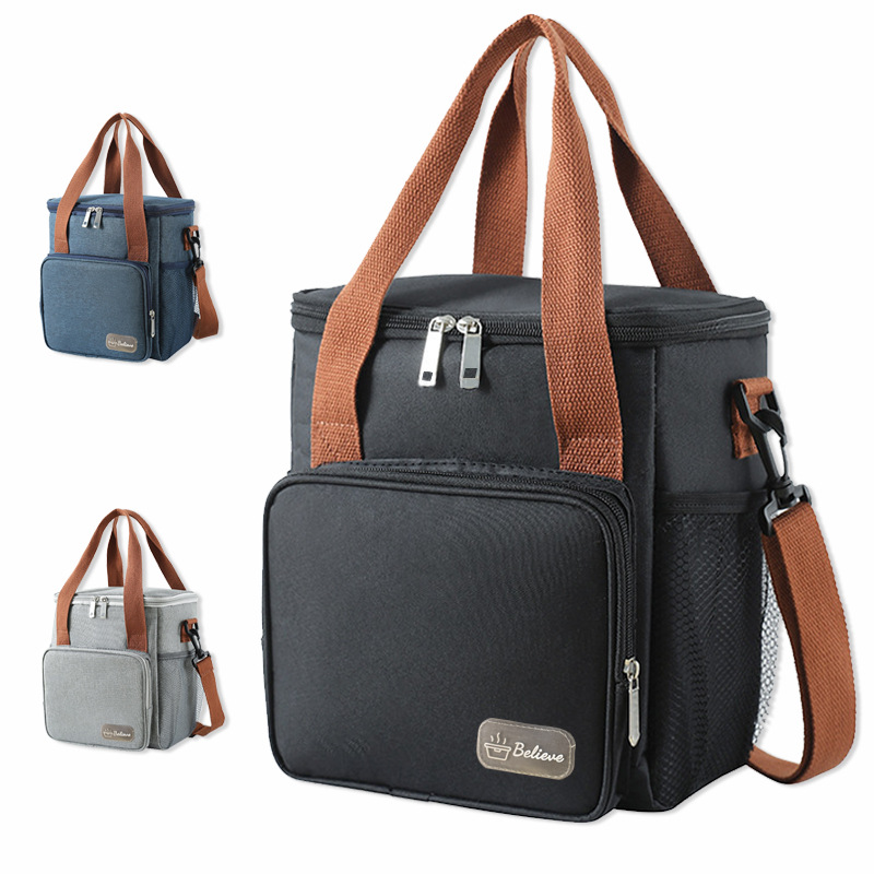 ランチバッグ 多機能ポケット付き保冷ランチトートバッグ