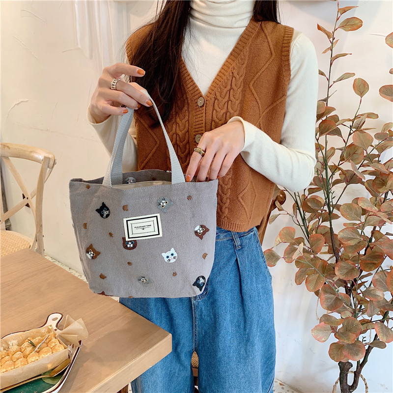 可愛い猫柄ミニトートバッグ ランチバッグ