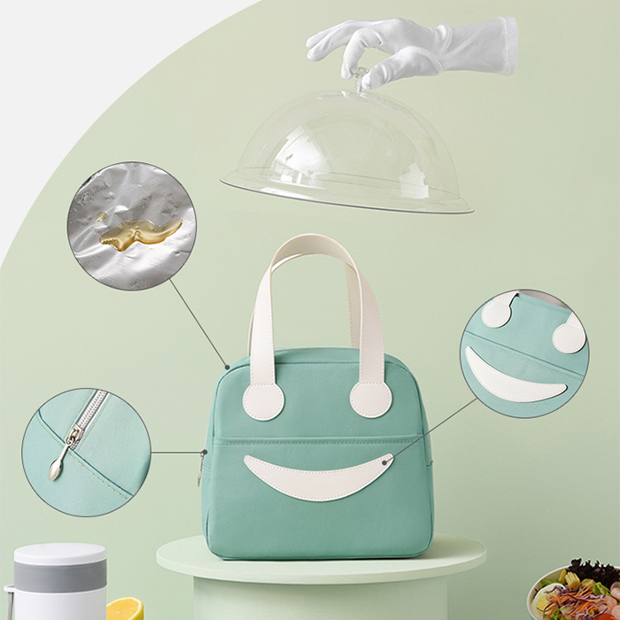 笑顔柄ランチバッグ 5色展開 保冷機能付き弁当袋