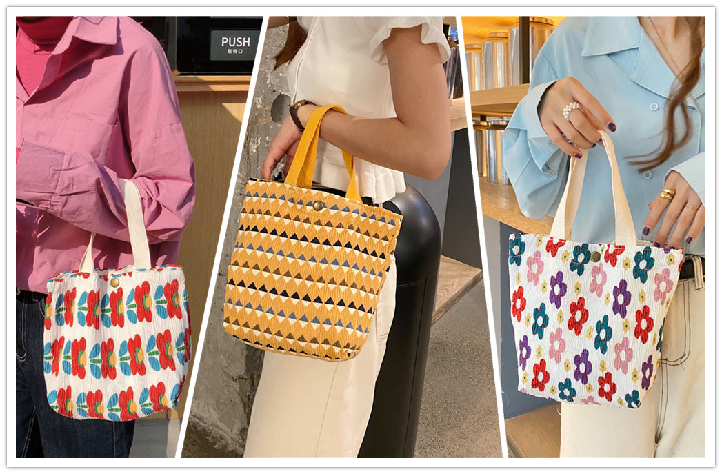 おしゃれ柄ランチバッグ 大容量お弁当袋 多用途トートバッグ