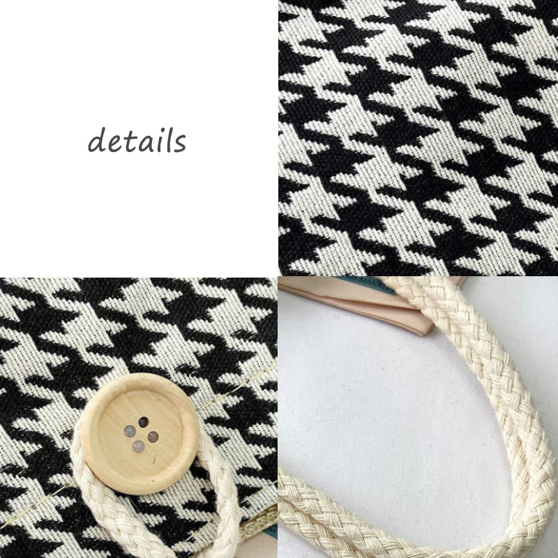 千鳥格子柄 小さめランチバッグ 軽量ハンドバッグ