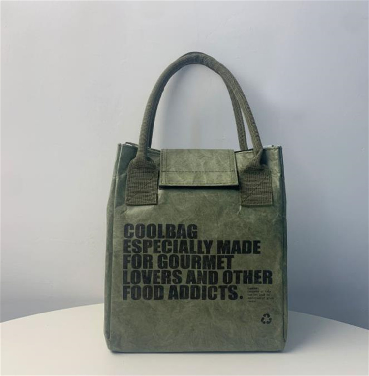 防水牛革紙風ランチバッグ保温アルミ内張り手提げ