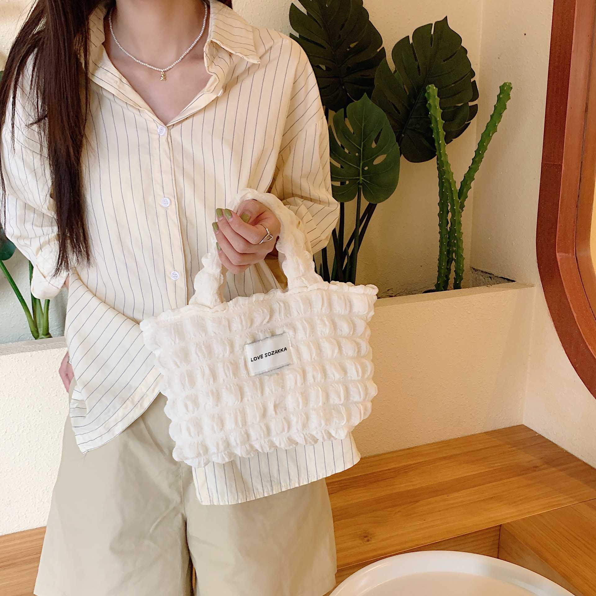 ぽこぽこ質感ミニトートバッグ手提げランチバッグ