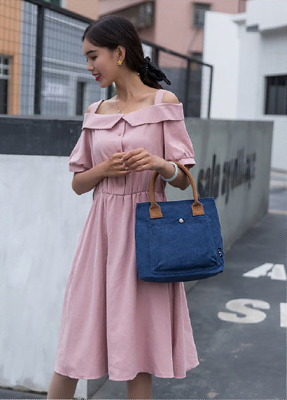 デニム風ミニトートバッグ 軽量ランチバッグ