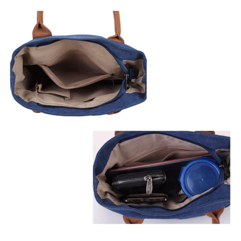 デニム風ミニトートバッグ 軽量ランチバッグ