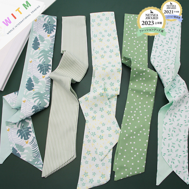 スカーフ 花柄 細長スカーフ 首元・バッグ用 ツイリータイプ