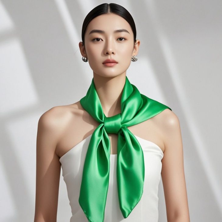 スカーフ 優美な煌めきネックシルクスカーフ